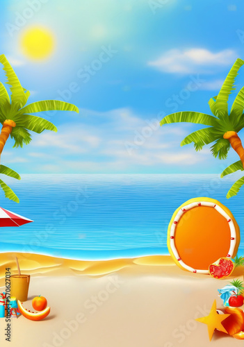 Summer season with beach background for post card vacation generated by AI
