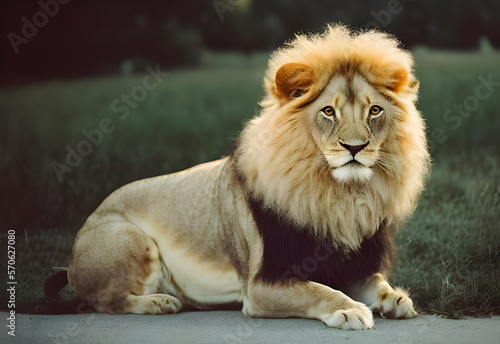 Lion king isolated , Portrait Wildlife animal , generative ai	
