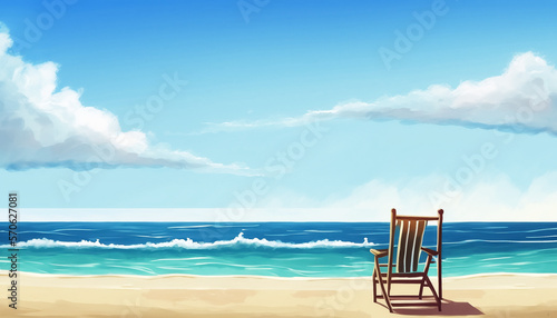 Landscape Sunny day  blue sky and beach  palms and sea vacation summer concept generated by AI