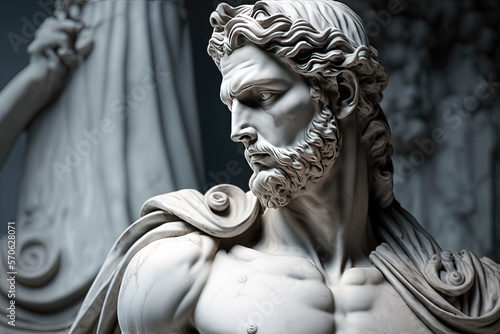 Une statue, sculpture d'une personne grecque stoïcienne en portrait faite de marbre et de pierre. photo