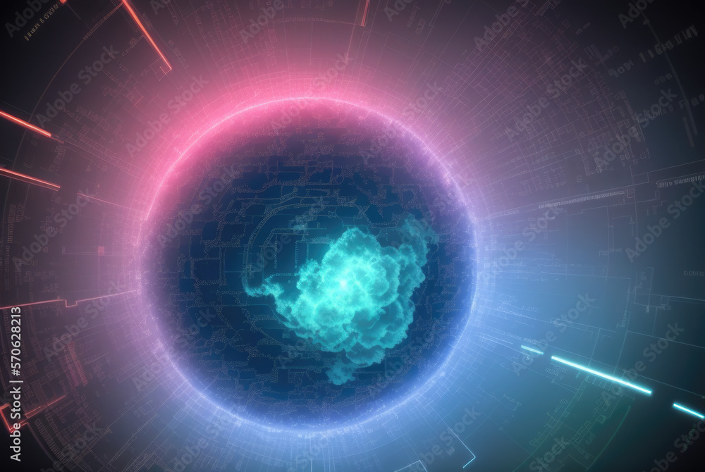 Fototapeta premium blue DATA planet in space