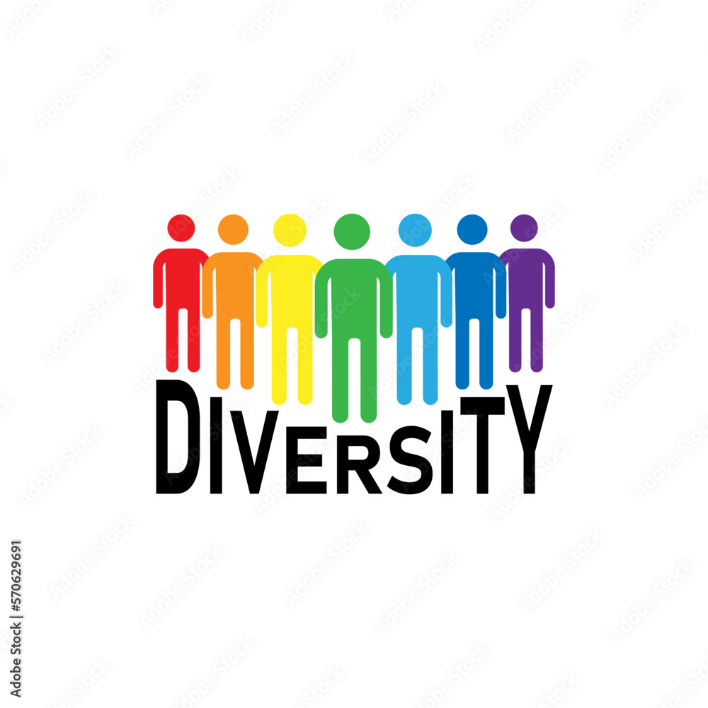 Diversity. People icons in rainbow colors. Vector logo for website, banner gay pride concept, colorful rainbow sign. Vector illustration