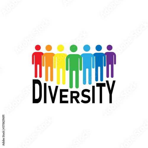 Diversity. People icons in rainbow colors. Vector logo for website  banner gay pride concept  colorful rainbow sign. Vector illustration