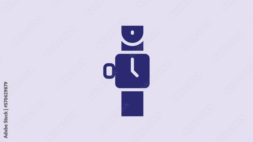 Blue Wrist watch icon isolated on purple background. Wristwatch icon. 4K Video motion graphic animation Blue Wrist watch icon isolated on purple background. Wristwatch icon. 4K Video motion graphic animation