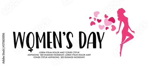 happy women's day 8 march banner design pink and white color in vector 