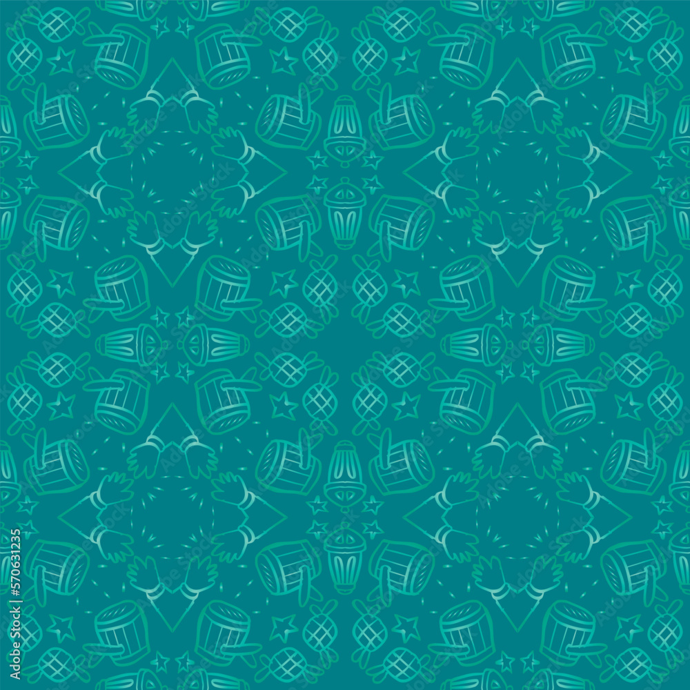 Seamless pattern doodle Eid Mubarak Muslim festival background