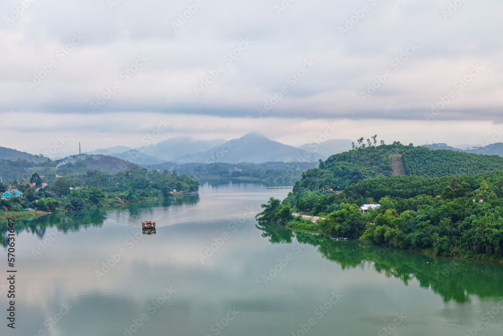 Obraz premium View of Perfume River from Vong Canh Hill in Hue, Vietnam