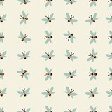 Vector seamless pattern, texture with bees on a light background