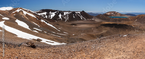 Mount Ngauruhoe Volcanic area at Emerald Lakes in Tongariro National Park, New Zealand photo