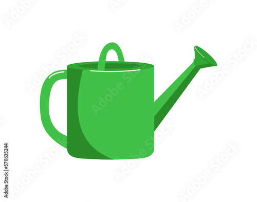 A  gardening tool, a watering can isolated on a white background. Colored flat vector illustration. Floristics and gardening, hobbies, outdoor activities. Horticulture, agronomy sign.