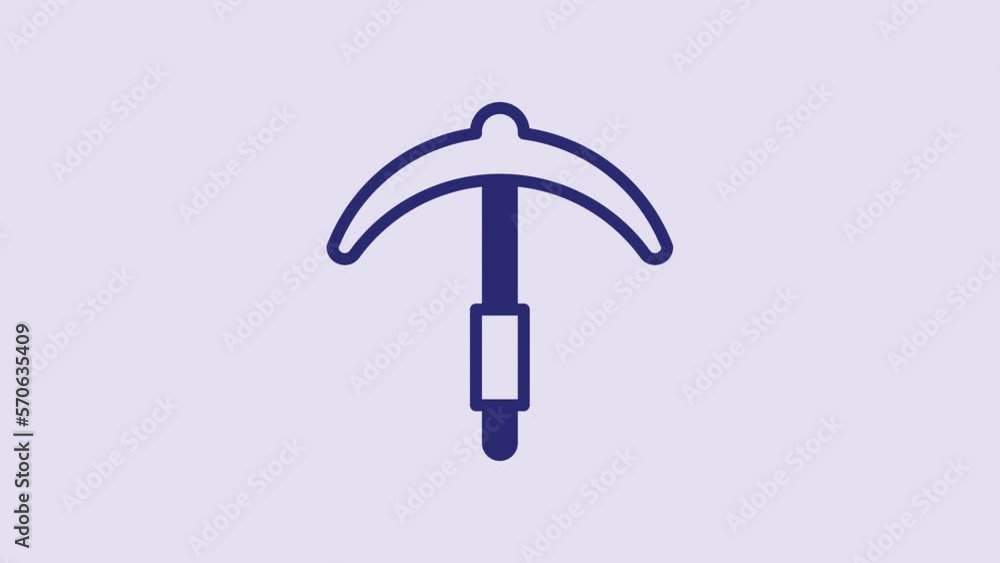 Blue Pickaxe icon isolated on purple background. 4K Video motion graphic animation Blue Pickaxe icon isolated on purple background. 4K Video motion graphic animation
