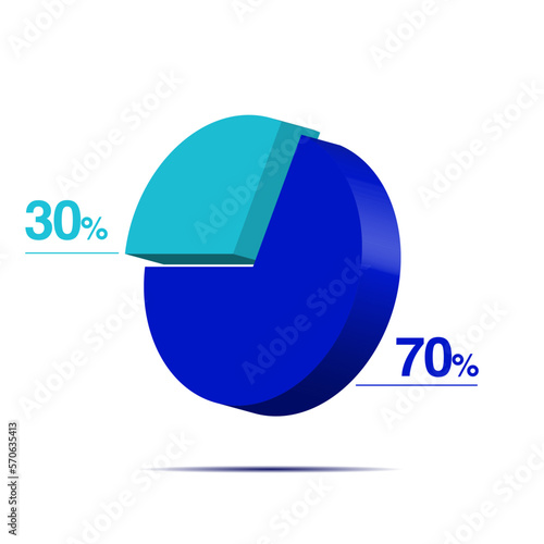 thirty seventh 30 70 3d Isometric pie chart diagram for business presentation. Vector infographics illustration eps.