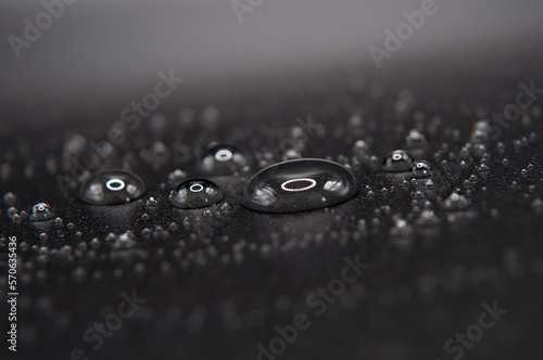macro drops of water on a dark background