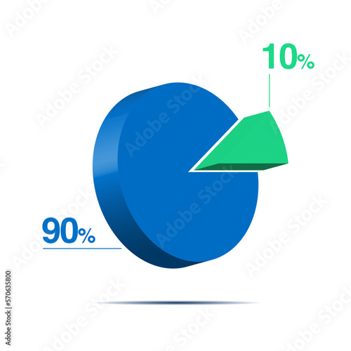 ten ninety 10 90 3d Isometric pie chart diagram for business presentation. Vector infographics illustration eps.