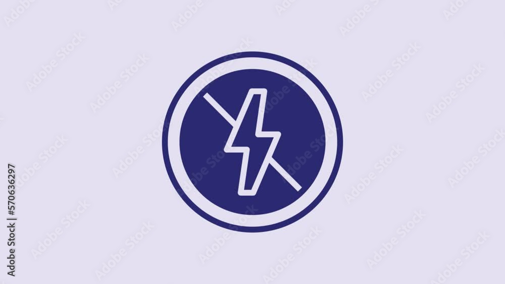 Blue No lightning icon isolated on purple background. No electricity. 4K Video motion graphic animation Blue No lightning icon isolated on purple background. No electricity. 4K Video motion graphic animation