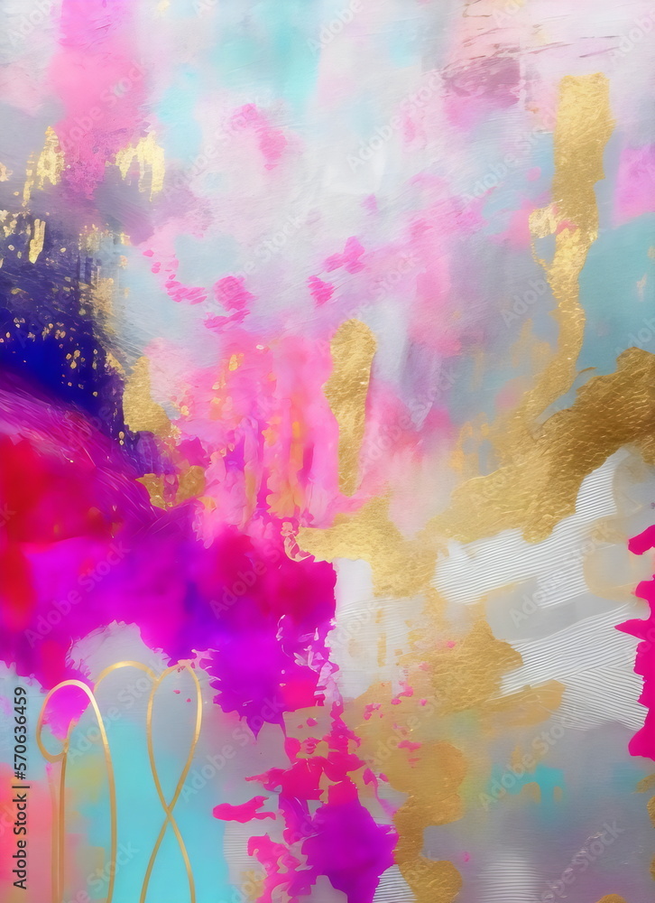 bright abstract painted background with gold art created with generative ai
