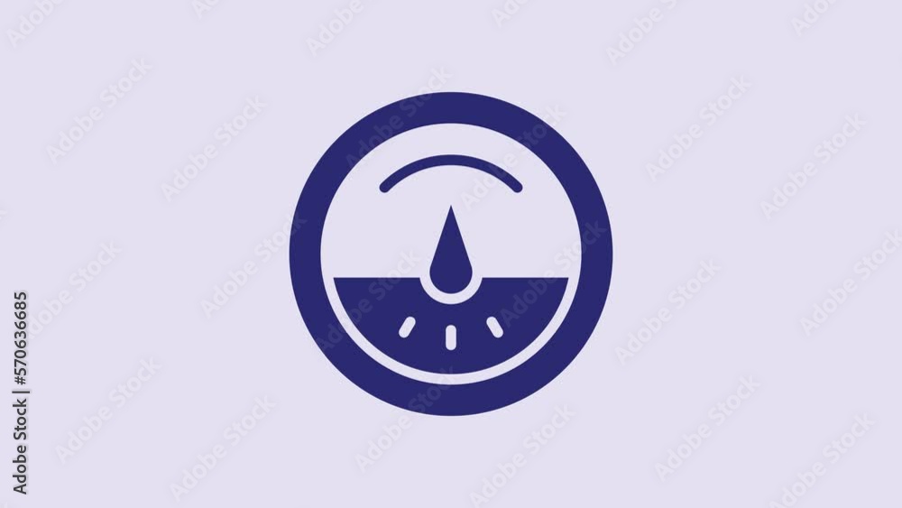 Blue Electric meter icon isolated on purple background. 4K Video motion graphic animation