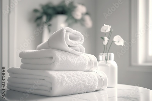Super soft white towels, generative AI