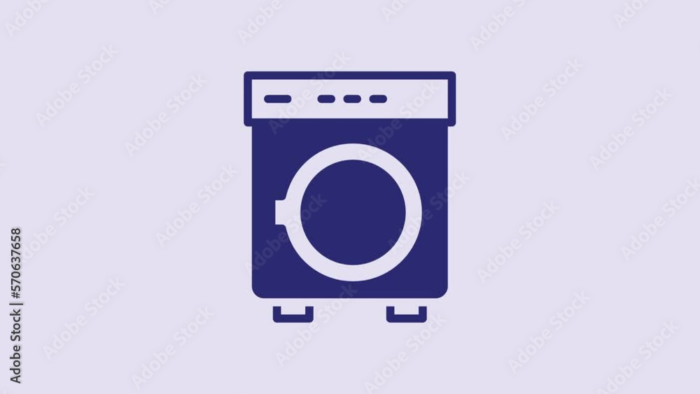 Blue Washer icon isolated on purple background. Washing machine icon. Clothes washer - laundry machine. Home appliance symbol. 4K Video motion graphic animation Blue Washer icon isolated on purple background. Washing machine icon. Clothes washer - laundry machine. Home appliance symbol. 4K Video motion graphic animation