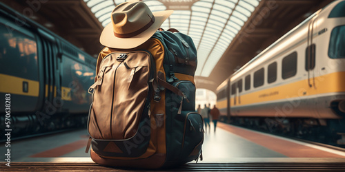 Travellers embarking on their journey, suitcases in tow, are seen at the airport. The anticipation of their new adventure and the excitement for what lies ahead.generative ai