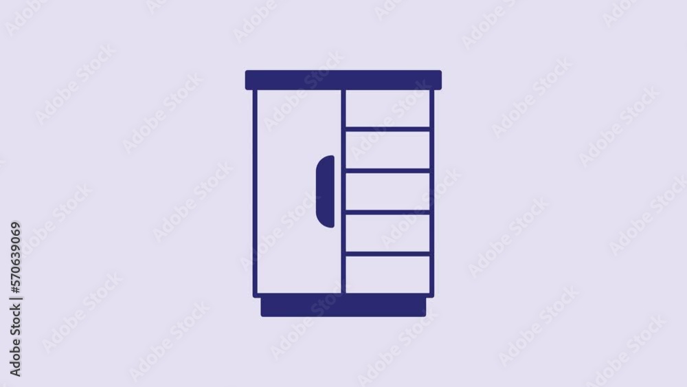 Blue Wardrobe icon isolated on purple background. Cupboard sign. 4K Video motion graphic animation Blue Wardrobe icon isolated on purple background. Cupboard sign. 4K Video motion graphic animation