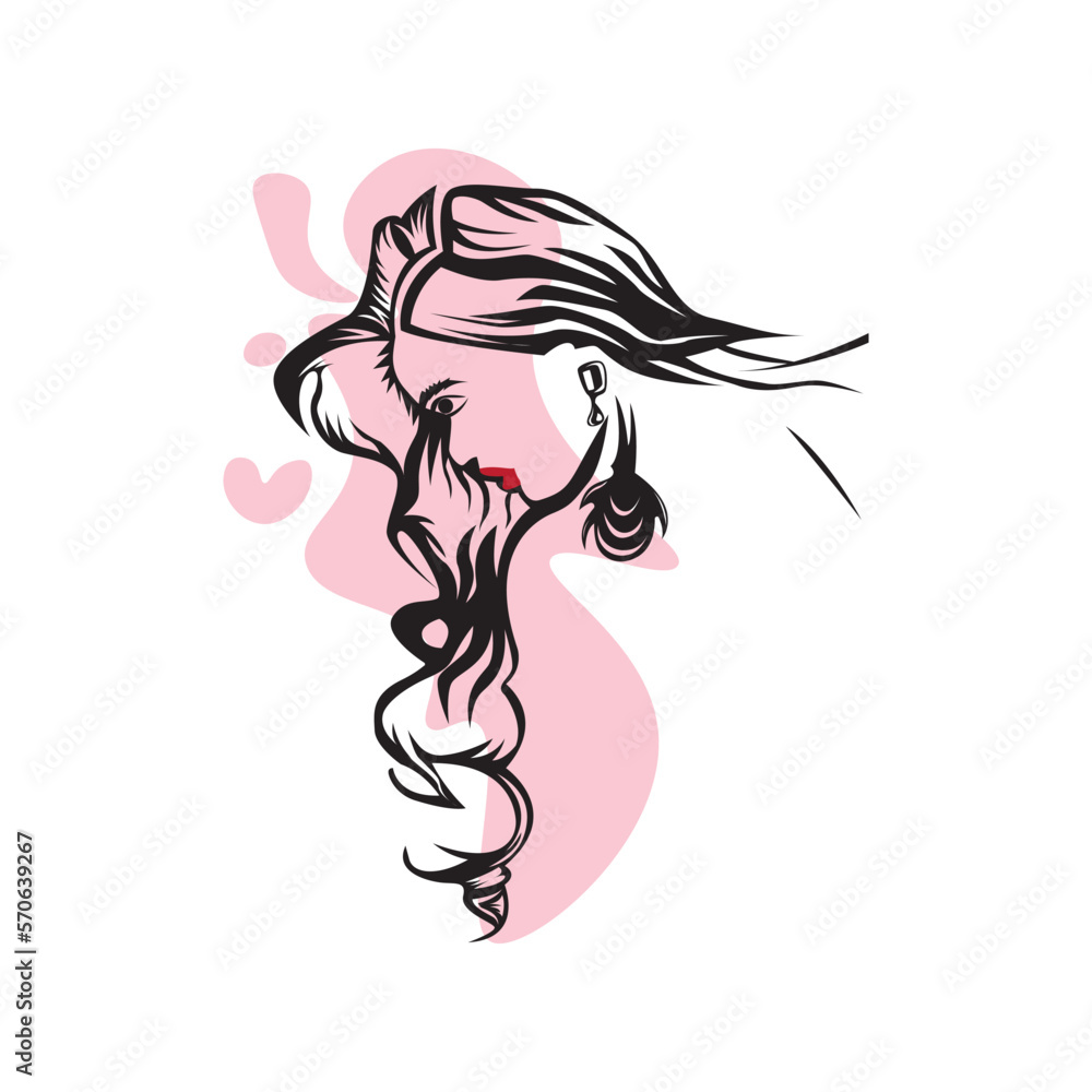 woman long hair fashion logo abstract design vector woman long hair fashion logo abstract design vector