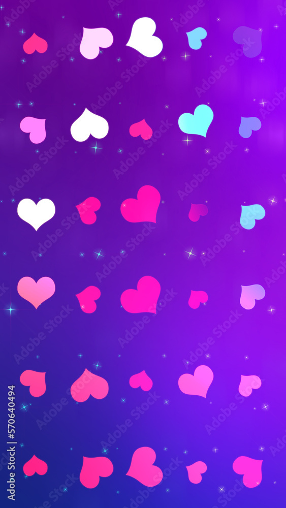 Drawn hearts on a purple background. Beautiful background for Valentine's day.