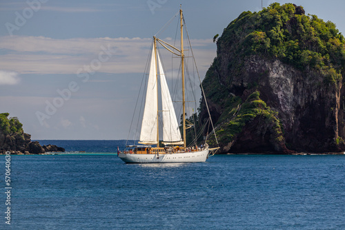Saint Vincent and the Grenadines, ketch sailboat with wishbone rig photo