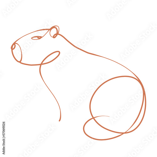 cute capybara line art illustration