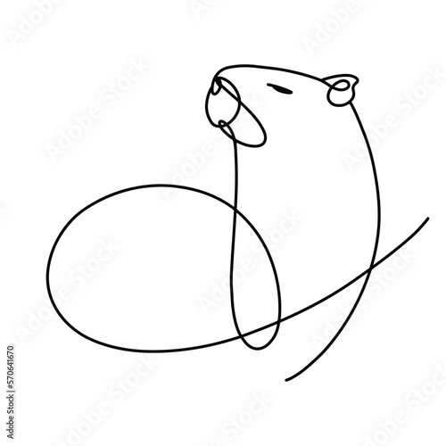 cute capybara line art illustration