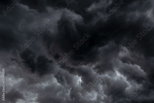 dark clouds black sky in overcast. Heavy rain thunderstorm black wave swirl smoke cloud. Pattern of clouds overcast predict tornado, Hurricane tornado or thunderstorm and rainy make flood.