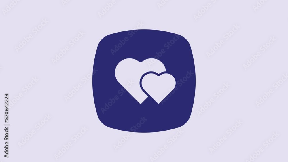 Blue Heart icon isolated on purple background. Romantic symbol linked, join, passion and wedding. Happy Valentines day. 4K Video motion graphic animation Blue Heart icon isolated on purple background. Romantic symbol linked, join, passion and wedding. Happy Valentines day. 4K Video motion graphic animation