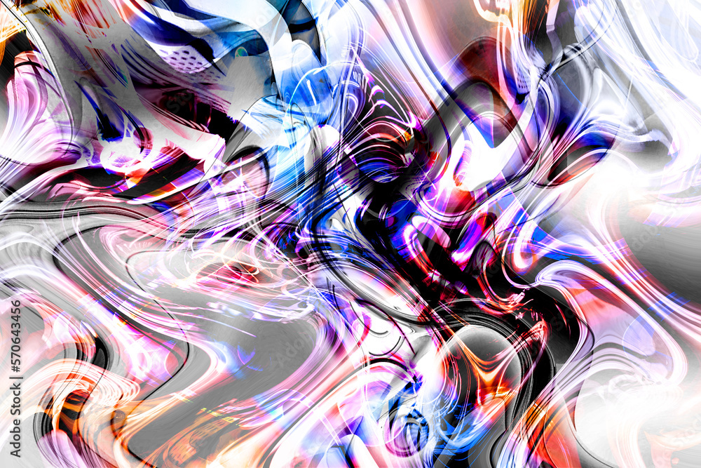 Abstract vibrant neon fluid free distorted dynamic flowing ripple ...