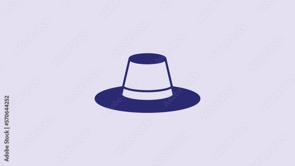 Blue Man hat with ribbon icon isolated on purple background. 4K Video motion graphic animation Blue Man hat with ribbon icon isolated on purple background. 4K Video motion graphic animation