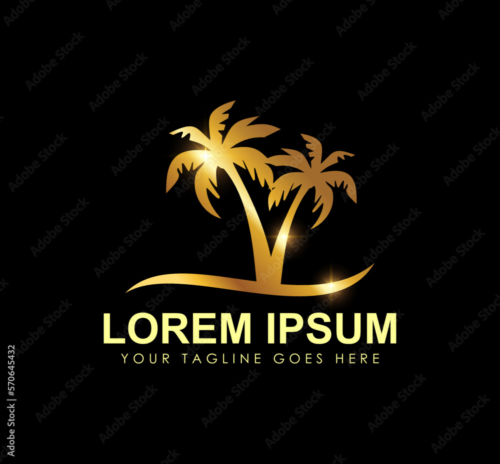 Golden Palm Tree Logo vector icon