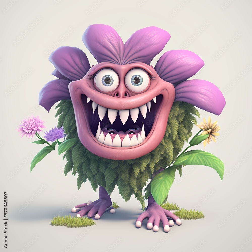 Fototapeta premium In game single giant plant monster character designed by Generative AI