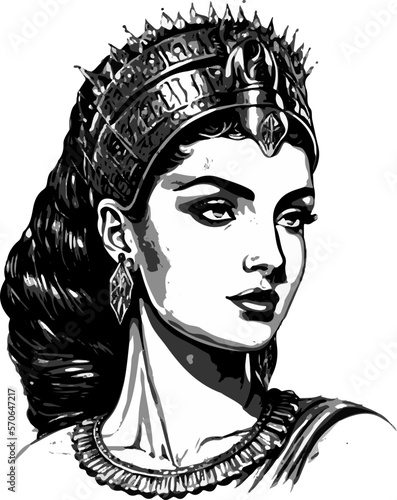 Cleopatra vector drawing. Artwork design illustration 