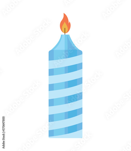 Colorful candle in flat style. Object for room decoration. Candle for a cozy and festive atmosphere.