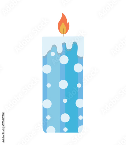 Colorful candle in flat style. Object for room decoration. Candle for a cozy and festive atmosphere.