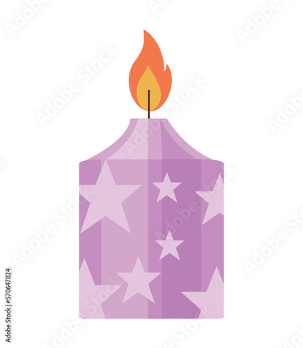 Colorful candle in flat style. Object for room decoration. Candle for a cozy and festive atmosphere.