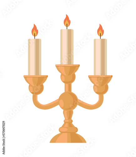 Colorful and candlestick in flat style. Objects for room decoration. Candles for a cozy and festive atmosphere.