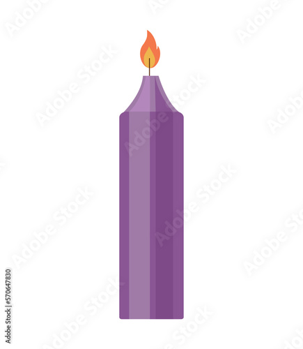 Colorful candle in flat style. Object for room decoration. Candle for a cozy and festive atmosphere.