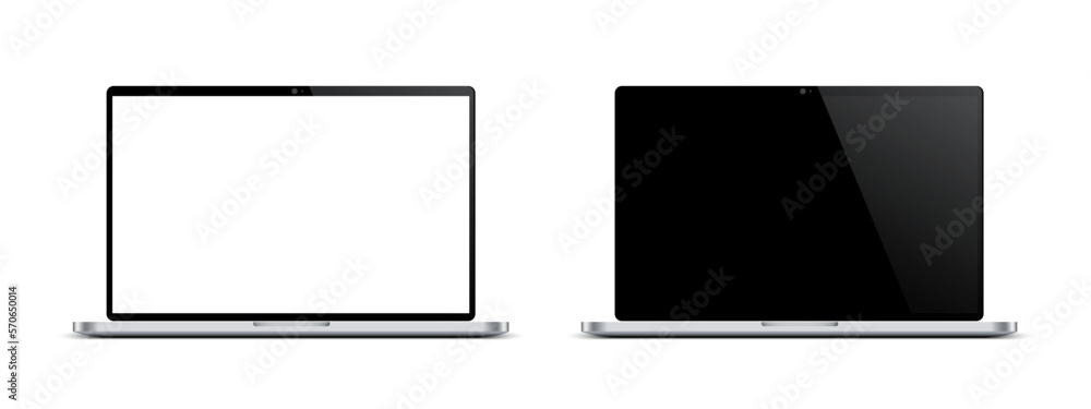 Modern laptop mockup with black and white monitor - vector