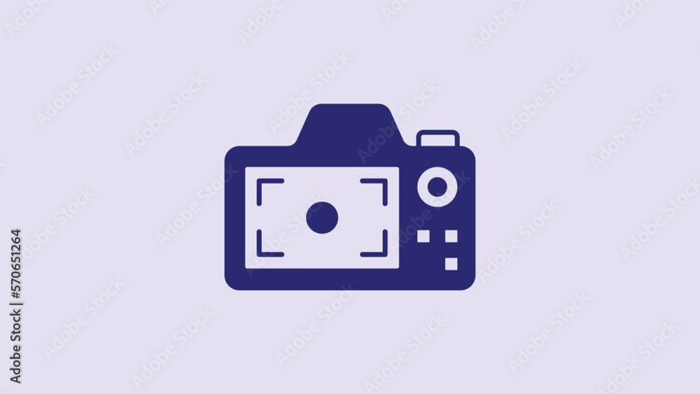Blue Photo camera icon isolated on purple background. Foto camera. Digital photography. 4K Video motion graphic animation Blue Photo camera icon isolated on purple background. Foto camera. Digital photography. 4K Video motion graphic animation