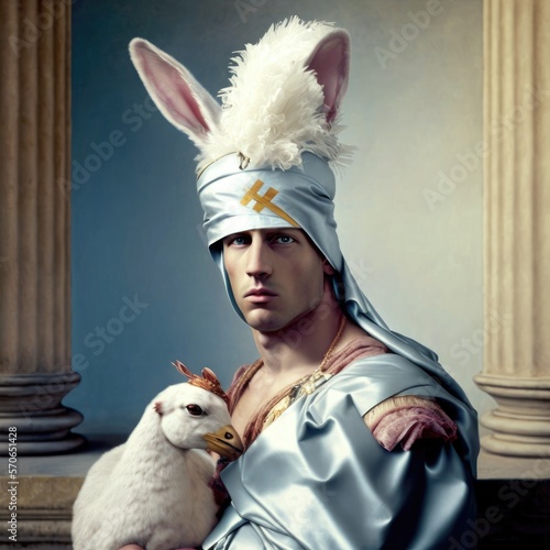 portrait of a young man with rabbit ears made with Generative AI