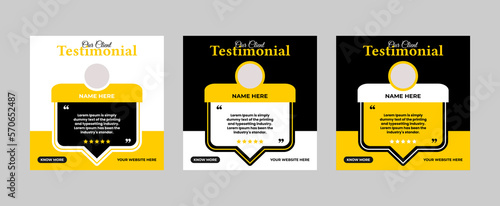 Client or customer testimonial social media post design. Customer service feedback review post or web banner.	