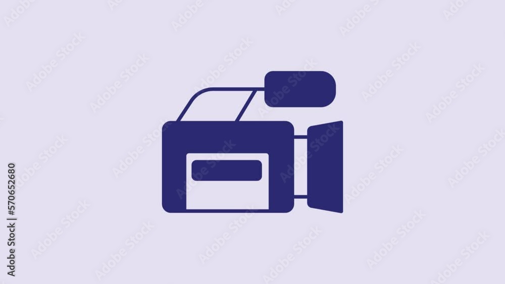 Blue Cinema camera icon isolated on purple background. Video camera. Movie sign. Film projector. 4K Video motion graphic animation Blue Cinema camera icon isolated on purple background. Video camera. Movie sign. Film projector. 4K Video motion graphic animation