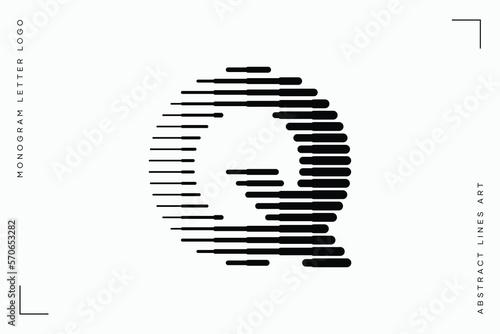 Letter Q Logo with Abstract Line Pattern Isolated On White Background
