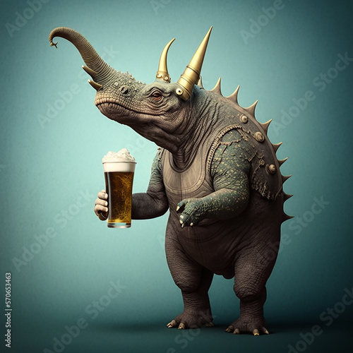 dino with beer photo