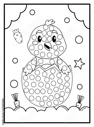 Coloring page for children. Coloring book for children. Cute cartoon chicken. photo